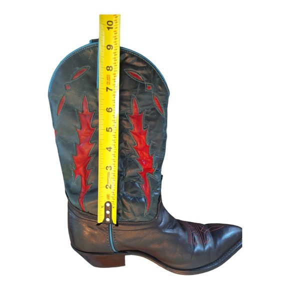 Vintage Code West 1990’s Cowgirl Boots USA Turquoise Red Flame - Picture 16 of 16